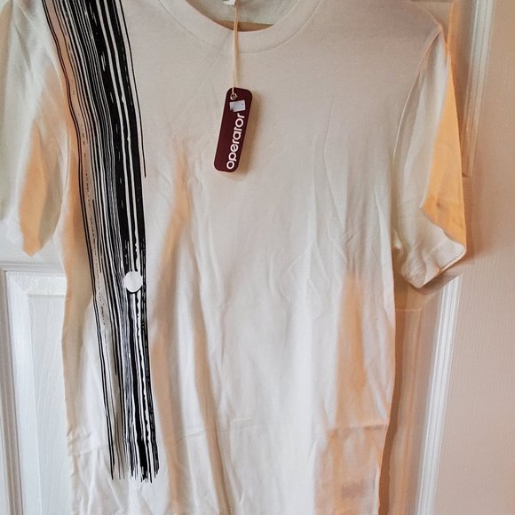 Vintage Operator T Shirt - White with black vertical design. Size XS - Picture 1 of 8